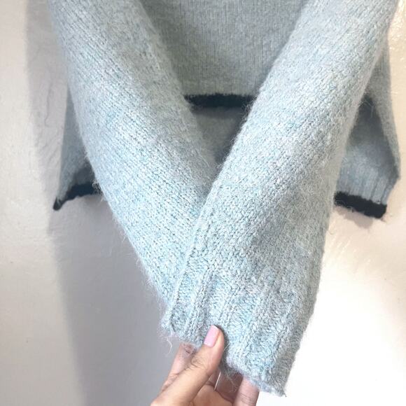 SANDY LIANG Alpaca Wool Blend Cropped Turtleneck Sweater in Blue Size 2 - Picture 6 of 13